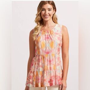 Tribal Tiered Mesh Sleeveless Tank Top Women's Size Medium